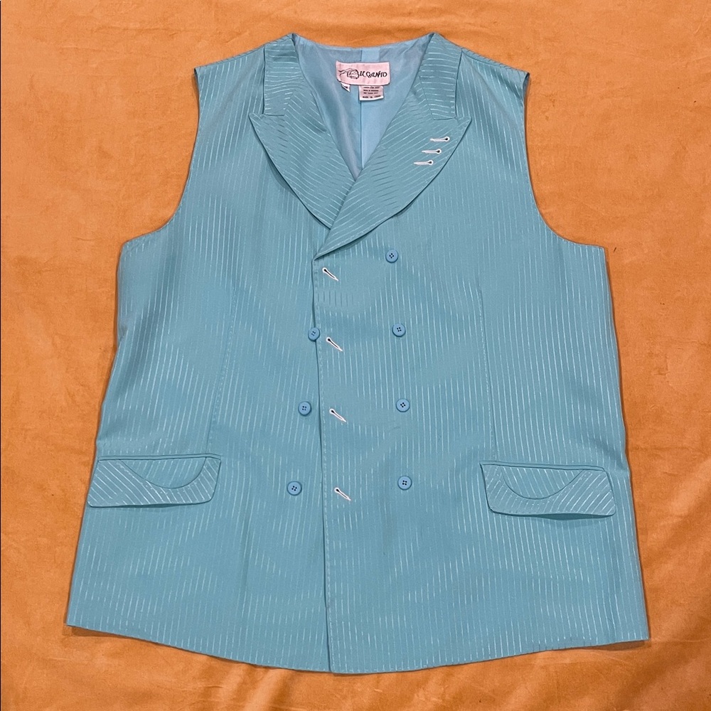 IL Canto Men's Torqoise Double-Breasted Vest